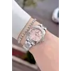 Kadranı Pembe Kordonu Gümüş Renk Hediye Paketli Kadın Kol Saati Ve Bileklik