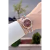 Kadranı Bordo Kordonu Rose Gümüş Renk 28 Mm Hediye Paketli Kadın Kol Saati