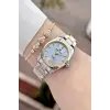 Gold Gümüş Renk 30 Mm Hediye Paketli Kadın Kol Saati