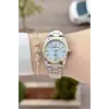 Gold Gümüş Renk 30 Mm Hediye Paketli Kadın Kol Saati