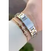 Kadranı Yeşil Kordonu Gold Gümüş Renk 30 Mm Hediye Paketli Kadın Kol Saati