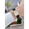 Kasası Gold Kordonu Siyah Renk Kadın Kol Saati ve Bileklik
