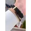Kasası Gold Kordonu Siyah Renk Kadın Kol Saati ve Bileklik