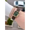 Kasası Rose Kadranı Yeşil Renk Kadın Kol Saati