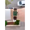 Kasası Rose Kadranı Yeşil Renk Kadın Kol Saati