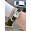 Kasası Gümüş Kordonu Siyah Renk 23 Mm Hediye Paketli Kadın Kol Saati