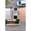 Kasası Gümüş Kordonu Siyah Renk 23 Mm Hediye Paketli Kadın Kol Saati
