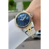 Kadranı Lacivert Kordonu Gold Gümüş Renk 41 Mm 5 ATM Takvimli Hediye Paketli Erkek Kol Saati