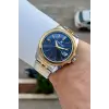 Kadranı Lacivert Kordonu Gold Gümüş Renk 41 Mm 5 ATM Takvimli Hediye Paketli Erkek Kol Saati