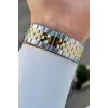 Kadranı Lacivert Kordonu Gold Gümüş Renk 41 Mm 5 ATM Takvimli Hediye Paketli Erkek Kol Saati