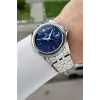 Kadranı Lacivert Kordonu Gümüş Renk 41 Mm 5 ATM Takvimli Hediye Paketli Erkek Kol Saati