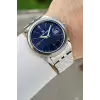 Kadranı Lacivert Kordonu Gümüş Renk 41 Mm 5 ATM Takvimli Hediye Paketli Erkek Kol Saati
