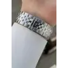 Kadranı Lacivert Kordonu Gümüş Renk 41 Mm 5 ATM Takvimli Hediye Paketli Erkek Kol Saati