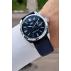 Kasası Gümüş Kordonu Lacivert Renk 42 Mm Takvimli Hediye Paketli Erkek Kol Saati