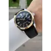 Kasası Gümüş Gold Kordonu Siyah Renk 42 Mm Takvimli Hediye Paketli Erkek Kol Saati
