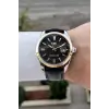 Kasası Gümüş Gold Kordonu Siyah Renk 42 Mm Takvimli Hediye Paketli Erkek Kol Saati