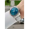 Kadranı Mavi Kordonu Gümüş Renk 41 Mm 5 ATM Takvimli Hediye Paketli Erkek Kol Saati