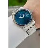 Kadranı Mavi Kordonu Gümüş Renk 41 Mm 5 ATM Takvimli Hediye Paketli Erkek Kol Saati