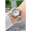 Gold Gümüş Renk 30 Mm Crystal Cam Hediye Paketli Kadın Kol Saati