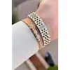 Gold Gümüş Renk 30 Mm Crystal Cam Hediye Paketli Kadın Kol Saati