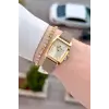 Kasası Gold Kordonu Vizon Renk 23 Mm Hediye Paketli Kadın Kol Saati