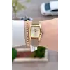 Kasası Gold Kordonu Vizon Renk 23 Mm Hediye Paketli Kadın Kol Saati