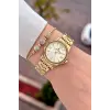 Kadranı Sarı Kordonu Gold Renk 28 Mm Hediye Paketli Kadın Kol Saati