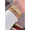 Kadranı Sarı Kordonu Gold Renk 28 Mm Hediye Paketli Kadın Kol Saati