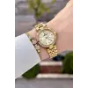Kadranı Sarı Kordonu Gold Renk 30 Mm Crystal Cam Hediye Paketli Kadın Kol Saati