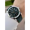 Kasası Gümüş Kordonu Yeşil Renk 42 Mm Takvimli Hediye Paketli Erkek Kol Saati