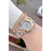 Gold Gümüş Renk 28 Mm Hediye Paketli Kadın Kol Saati