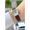 Kasası Gold Kordonu Kahverengi Renk 23 Mm Hediye Paketli Kadın Kol Saati