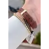 Kasası Gold Kordonu Kahverengi Renk 23 Mm Hediye Paketli Kadın Kol Saati