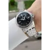 Kadranı Siyah Kordonu Gümüş Renk 41 Mm 5 ATM Takvimli Hediye Paketli Erkek Kol Saati