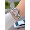 Kadranı Pembe Kordonu Gümüş Renk 28 Mm Hediye Paketli Kadın Kol Saati