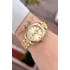 Kadranı Sarı Kordonu Gold Renk 30 Mm Hediye Paketli Kadın Kol Saati