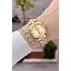 Kadranı Sarı Kordonu Gold Renk 30 Mm Hediye Paketli Kadın Kol Saati