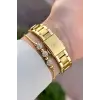 Kadranı Sarı Kordonu Gold Renk 30 Mm Hediye Paketli Kadın Kol Saati