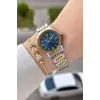 Kadranı Lacivert Kordonu Gold Gümüş Renk 28 Mm Hediye Paketli Kadın Kol Saati