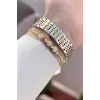 Kadranı Lacivert Kordonu Gold Gümüş Renk 28 Mm Hediye Paketli Kadın Kol Saati