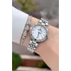 Gümüş Renk 30 Mm Crystal Cam Hediye Paketli Kadın Kol Saati