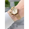 Kadranı Sarı Kordonu Gold Renk 26 Mm Hediye Paketli Kadın Kol Saati