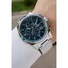 Kadranı Mavi Kordonu Gümüş Renk 44 Mm İç Göstergeleri Aktif Hediye Paketli Erkek Kol Saati