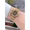 Kadranı Kahverengi Kordonu Gold Renk 26 Mm Hediye Paketli Kadın Kol Saati