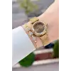 Kadranı Kahverengi Kordonu Gold Renk 26 Mm Hediye Paketli Kadın Kol Saati