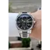 Gümüş Siyah Renk 44 Mm İç Göstergeleri Aktif Hediye Paketli Erkek Kol Saati