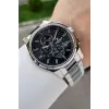 Gümüş Siyah Renk 44 Mm İç Göstergeleri Aktif Hediye Paketli Erkek Kol Saati