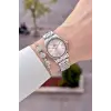 Kadranı Pembe Kordonu Gümüş Renk 28 Mm Hediye Paketli Kadın Kol Saati