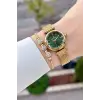 Kadranı Yeşil Kordonu Gold Renk 26 Mm Hediye Paketli Kadın Kol Saati
