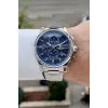 Kadranı Lacivert Kordonu Gümüş Renk 44 Mm İç Göstergeleri Aktif Hediye Paketli Erkek Kol Saati